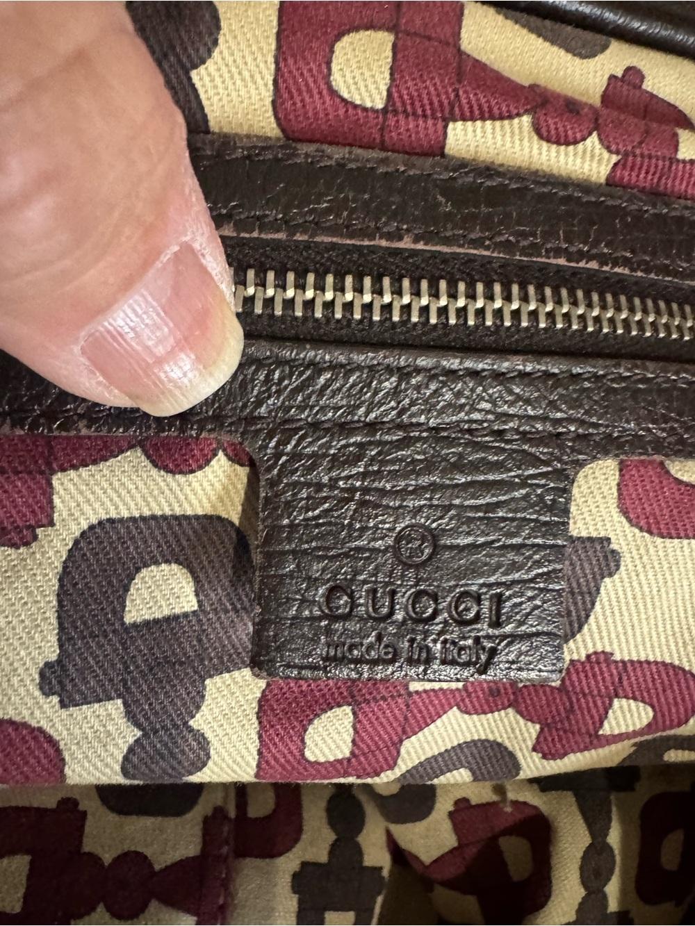 Gucci Beige GG Canvas Tote with Brown Leather Trim and Red-Green Web Stripe - Picture 4 of 12